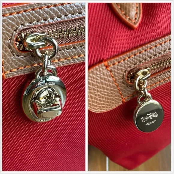 Coach NWT Sawyer Canvas Large Tote Bag Classic Red Turnlock - Picture 3 of 17